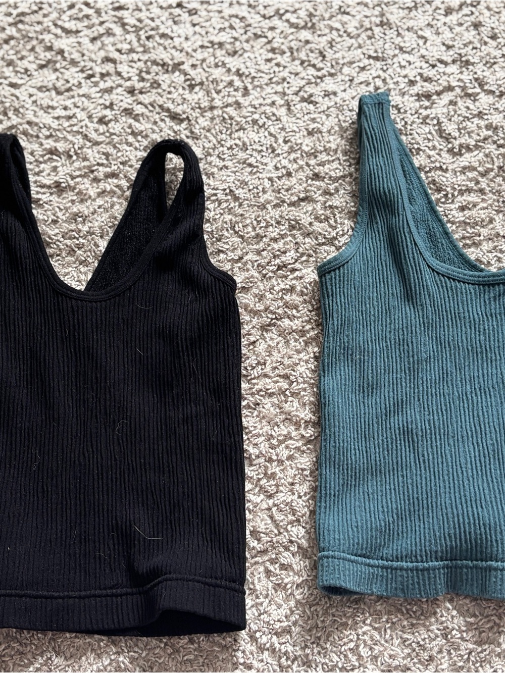 Bundle of 2- Love Tree Ribbed Tank Tops - Black & Teal Green - Picture 3 of 5